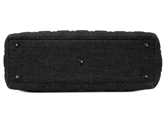 Borsa Lady Dior Large in denim nero cannage - vista 3