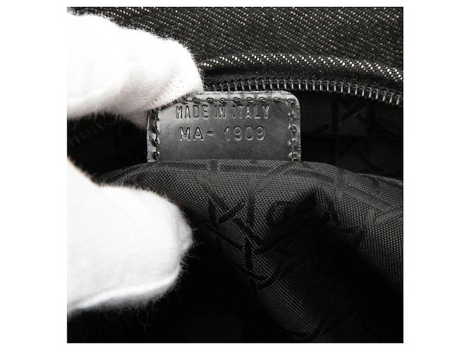 Borsa Lady Dior Large in denim nero cannage - vista 6