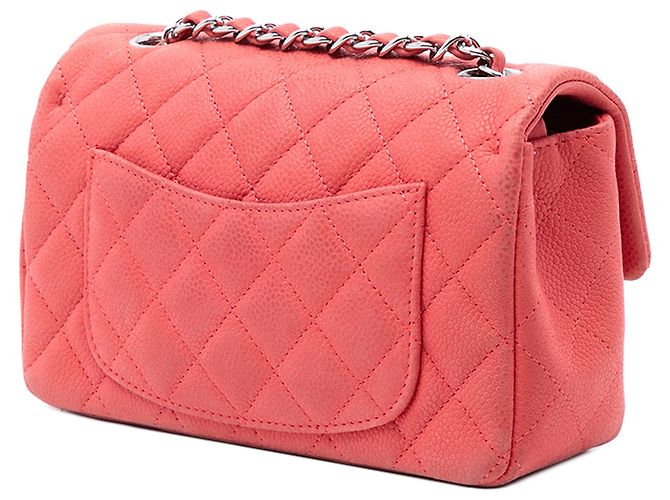 Borsa a tracolla Chanel Mini Rectangular Classic Caviar Single Flap Arancione - vista 2
