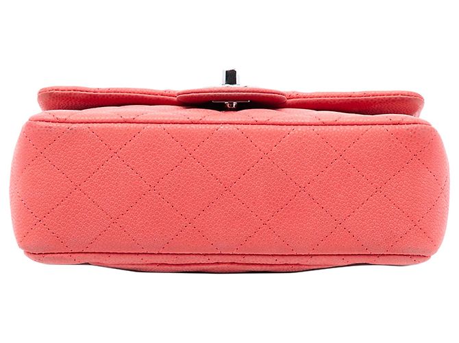 Borsa a tracolla Chanel Mini Rectangular Classic Caviar Single Flap Arancione - vista 3