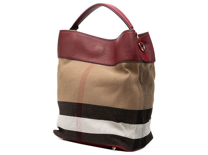 Borsa a secchiello Ashby con nappa e tela Mega Check marrone Burberry Medium - vista 2