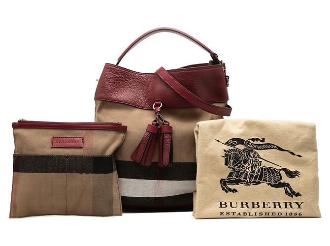 Borsa a secchiello Ashby con nappa e tela Mega Check marrone Burberry Medium - vista 7