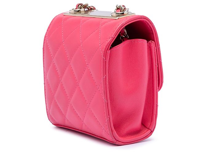 Clutch Chanel Mini in agnello trapuntato rosa con tracolla a catena Trendy CC - vista 2