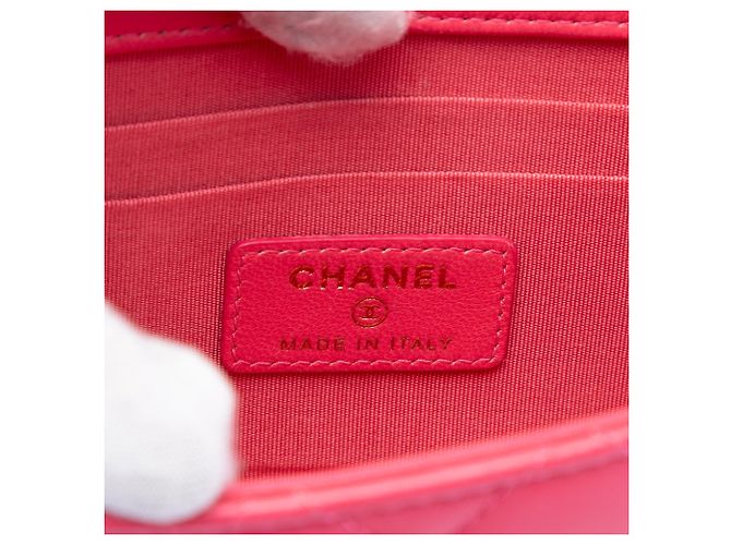 Clutch Chanel Mini in agnello trapuntato rosa con tracolla a catena Trendy CC - vista 5