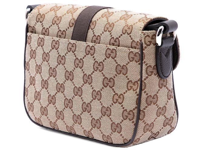 Borsa a tracolla con patta Gucci GG Canvas Web Buckle Beige - vista 2