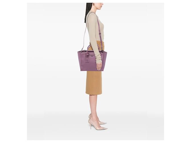 Borsa Prada Medium Saffiano Twin Pocket Viola Porpora - vista 6