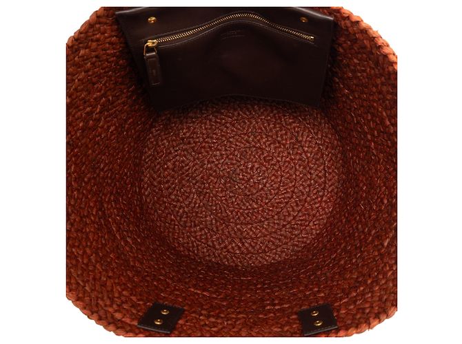 Borsa shopper Saint Laurent Medium Raffia Panier Basket marrone - vista 4