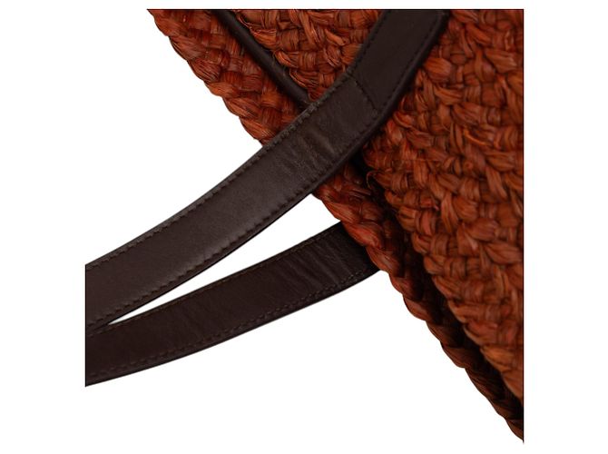 Borsa shopper Saint Laurent Medium Raffia Panier Basket marrone - vista 7