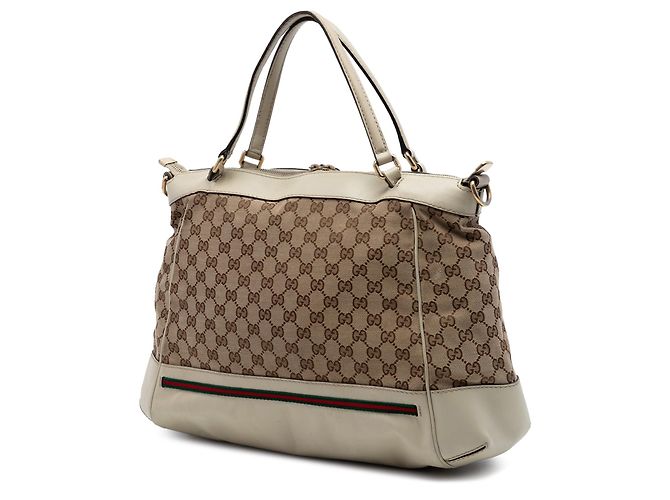 Beige Gucci GG Canvas Web Mayfair Satchel - vista 2