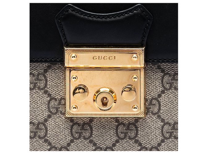 Padlock Zaino Gucci GG Supreme con lucchetto beige - vista 5