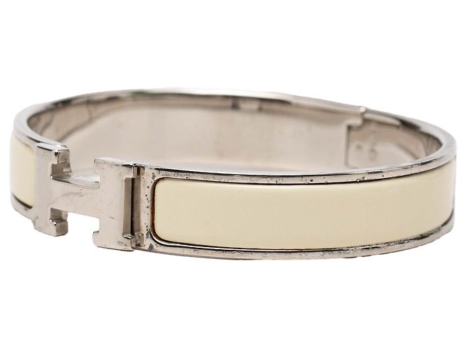 Bracciale Hermès Narrow Enamel Clic H PM Bianco - vista 2