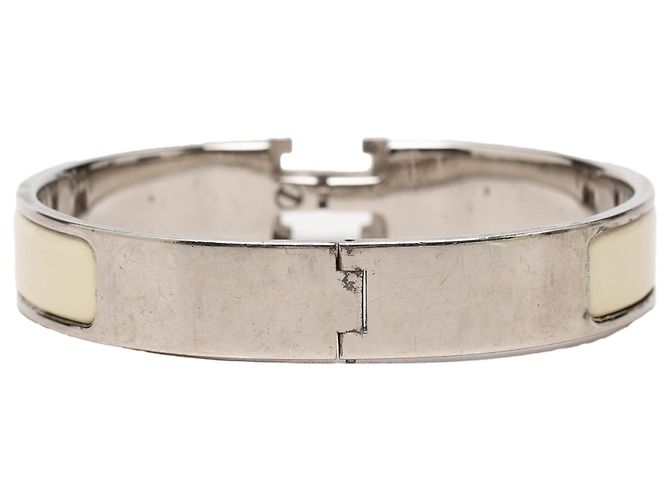 Bracciale Hermès Narrow Enamel Clic H PM Bianco - vista 3