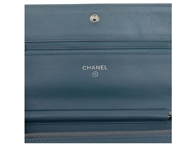Wallet On Chain Borsa a tracolla con catena Chanel CC Caviar grigia Grigio - vista 5