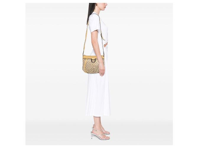 Borsa a tracolla Abbey D Ring in tela GG Gucci color Tan Cammello - vista 7