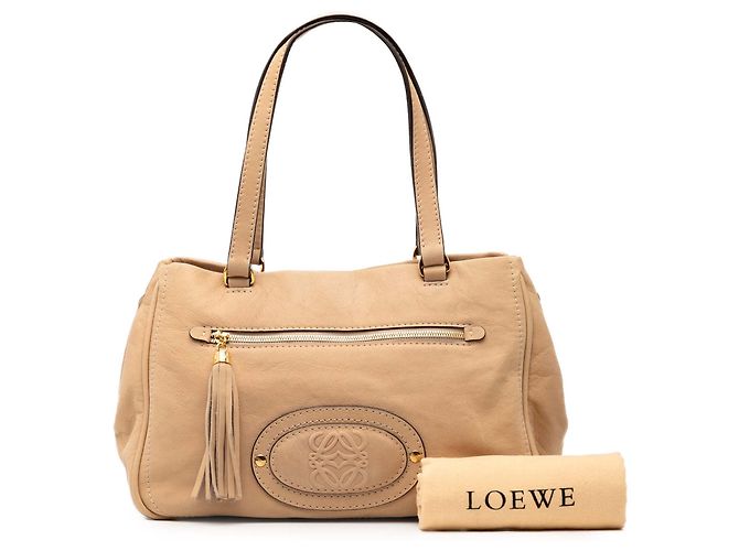 Borsa a tracolla LOEWE Nubuck Anagram Madrid Fringe Tan Cammello - vista 9