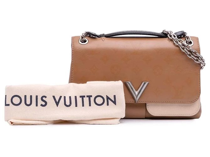 Borsa a tracolla marrone Louis Vuitton Monogram Cuir Plume Ecume Very Chain - vista 12