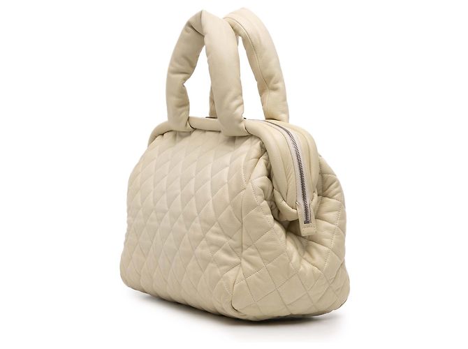 Borsa Bowler Chanel Quilted Caviar Coco Cocoon bianca Bianco - vista 2
