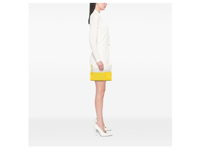 Clutch oblonga in jacquard Repeat Anagram e pelle gialla LOEWE Giallo - vista 7