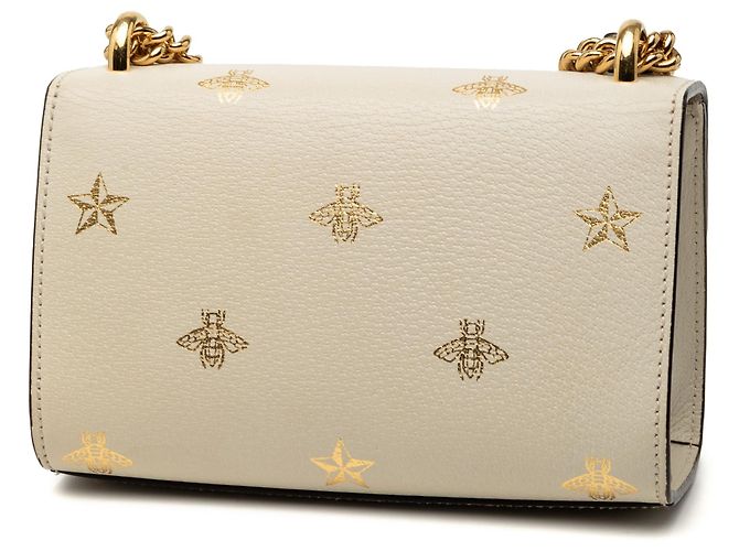 Borsa a tracolla Gucci Small Leather Bee Star Padlock bianca Bianco - vista 2