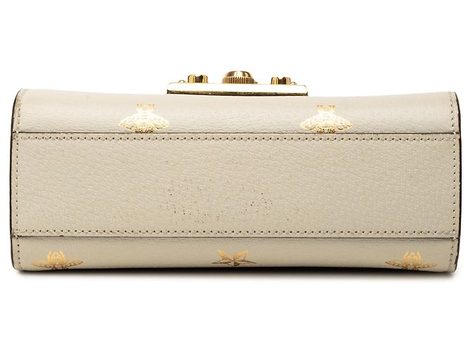 Borsa a tracolla Gucci Small Leather Bee Star Padlock bianca Bianco - vista 3
