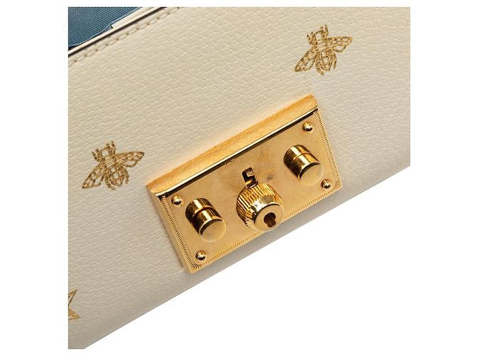 Borsa a tracolla Gucci Small Leather Bee Star Padlock bianca Bianco - vista 7