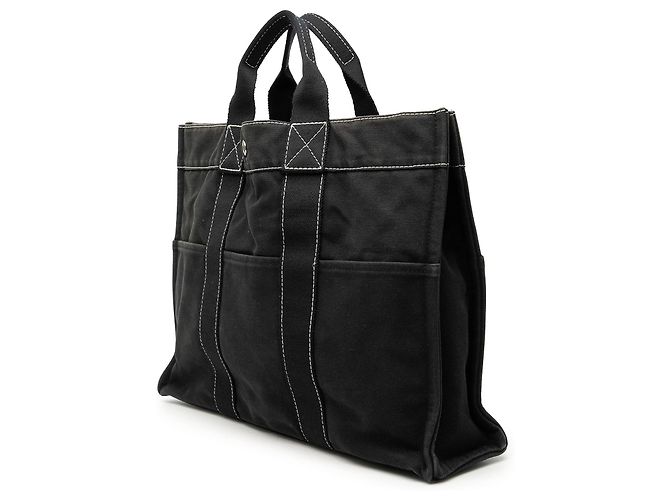 Borsa Tote Fourre Tout MM in tela nera Hermès Nero - vista 2