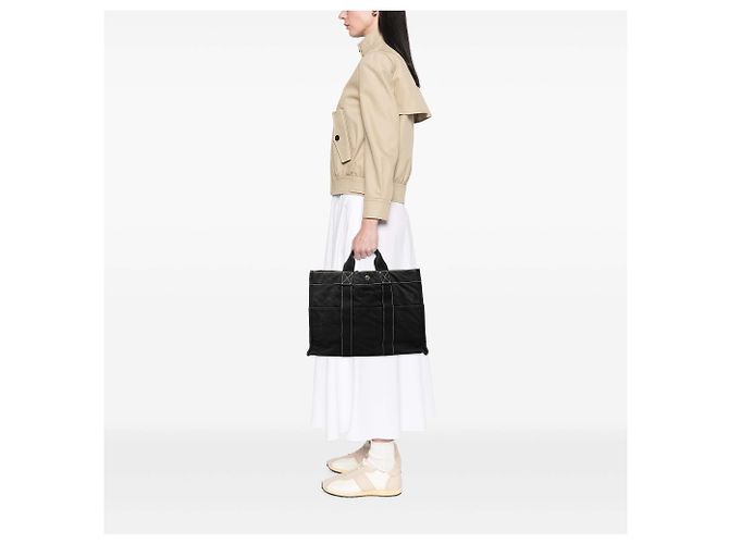 Borsa Tote Fourre Tout MM in tela nera Hermès Nero - vista 6