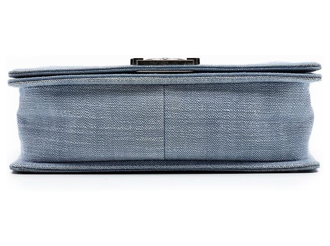 Borsa a tracolla Chanel Old Medium Chevron Denim Boy Flap Blu - vista 3