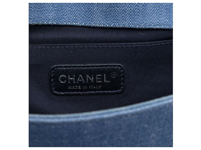 Borsa a tracolla Chanel Old Medium Chevron Denim Boy Flap Blu - vista 5