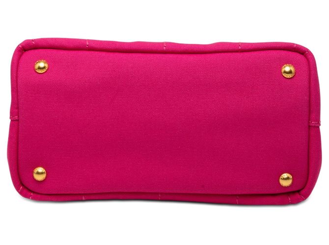 Tote Borsa piccola in tela Canapa rosa con logo Prada - vista 3
