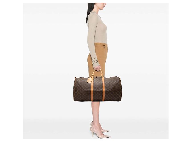 Borsa da viaggio marrone Louis Vuitton Monogram Keepall 60 - vista 9