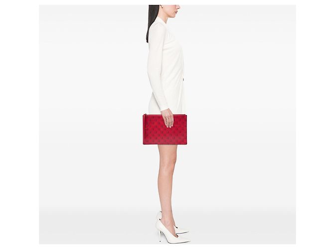 Pochette e clutch Gucci in pelle di vitello rossa Ghost Hamlet Skull Zip Rosso - vista 6