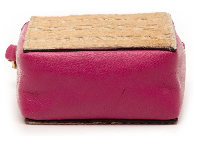 Portacigarette a tracolla in agnello e crine di cavallo rosa Chanel - vista 3