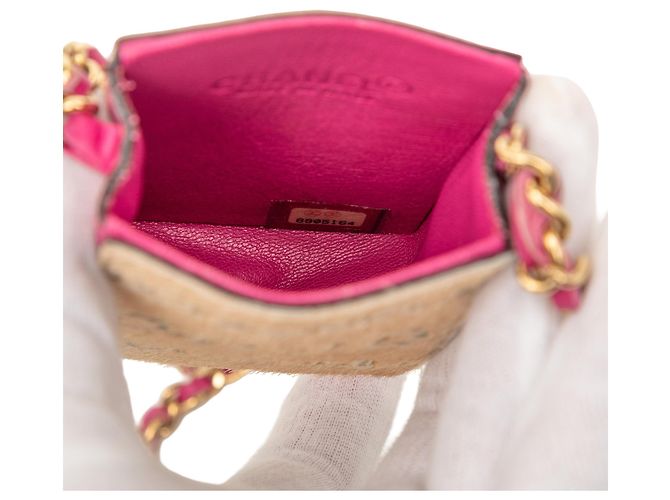Portacigarette a tracolla in agnello e crine di cavallo rosa Chanel - vista 4