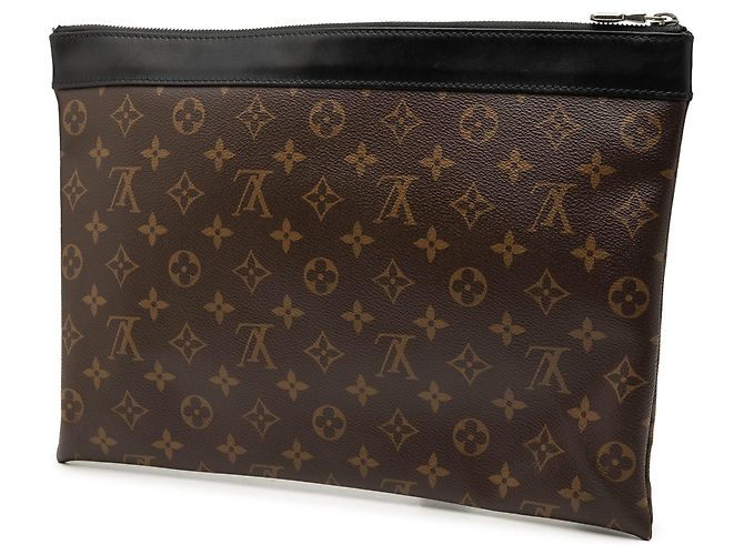 Clutch Louis Vuitton Monogram Macassar Discovery marrone Pochette GM - vista 2