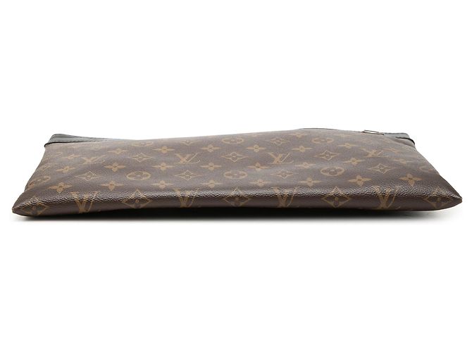 Clutch Louis Vuitton Monogram Macassar Discovery marrone Pochette GM - vista 3