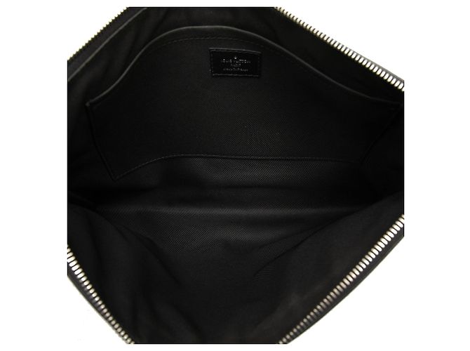 Clutch Louis Vuitton Monogram Macassar Discovery marrone Pochette GM - vista 4