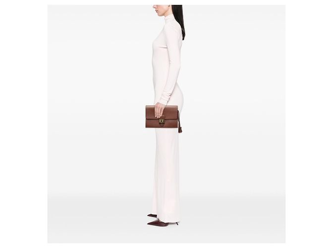 Pochette clutch Hermès Courchevel Jet marrone - vista 7