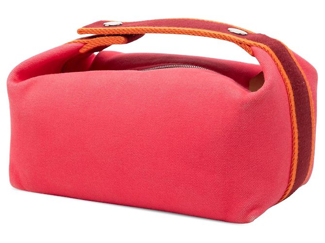 Piccola borsa vanity Hermès Small Toile Bride A Brac rosa - vista 2