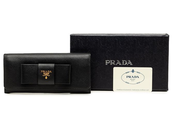 Cartera larga continental Prada Saffiano Lux Bow negra Negro - vista 8