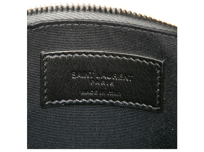 Clutch in pelle nera con zip Saint Laurent Nero - vista 5