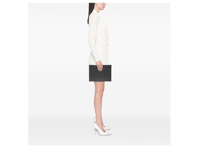 Clutch in pelle nera con zip Saint Laurent Nero - vista 7