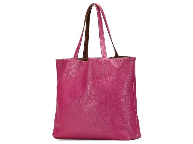 Borsa Tote Hermès Clemence Double Sens 36 rosa - vista 2