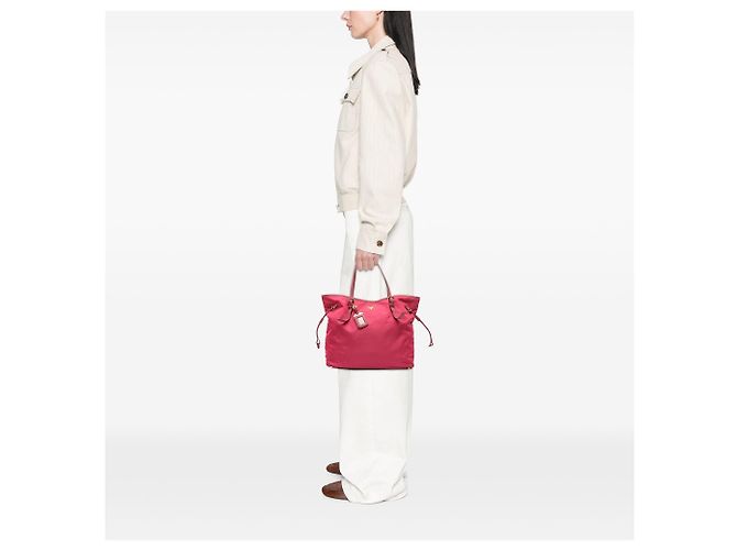 Tote in Tessuto con bordi in Saffiano rosa Prada - vista 11