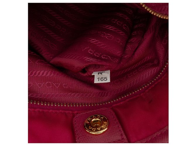 Tote in Tessuto con bordi in Saffiano rosa Prada - vista 7