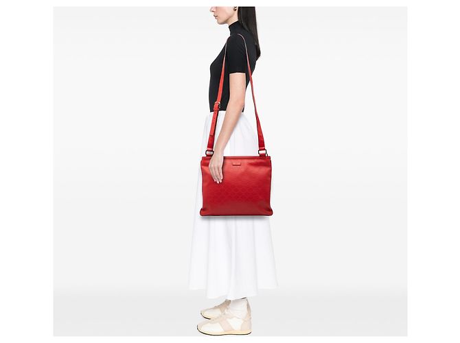 Borsa a tracolla rossa Gucci Guccissima Rosso - vista 7