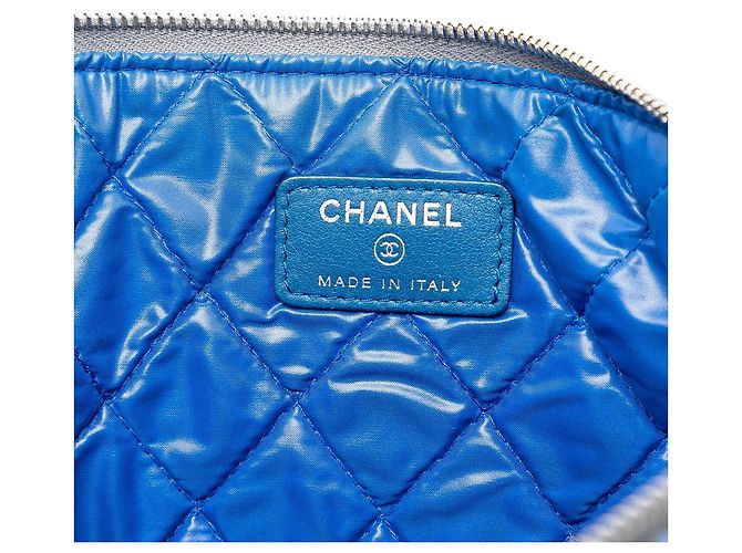 Clutch Chanel Medium Quilted Lambskin Gray Data Center O Case Grigio - vista 6