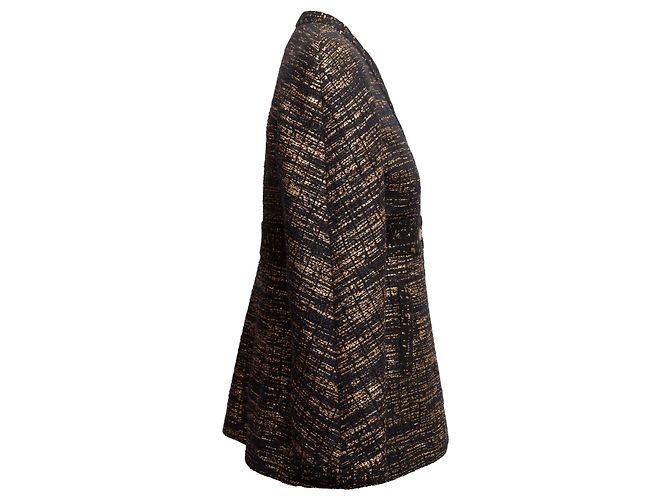 Black & Gold Chanel Metallic Wool-Blend Jacket Size FR 38 - view 2