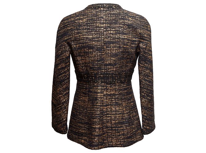 Black & Gold Chanel Metallic Wool-Blend Jacket Size FR 38 - view 3