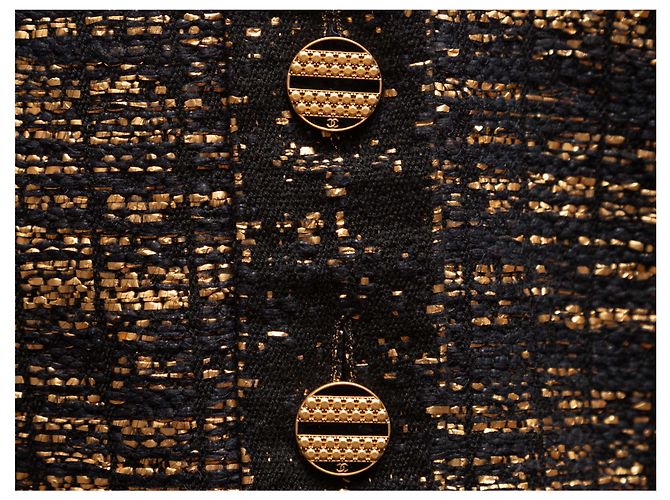 Black & Gold Chanel Metallic Wool-Blend Jacket Size FR 38 - view 6